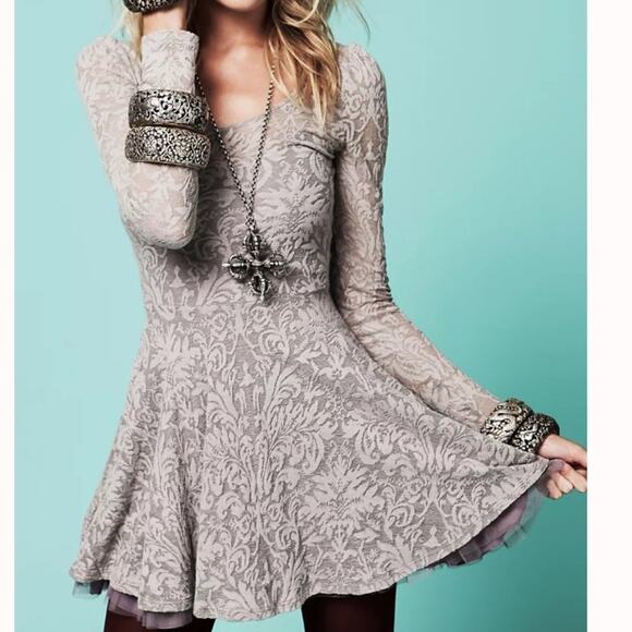 Free People Dresses & Skirts - Free People Floral Lace Fit and Flare Dress Medium